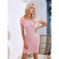 thumbnail image 4 of Women'S Summer Casual Knit Dress Short Sleeve Crewneck Slim Fit T Shirt Bodycon Dresses Pink L, 4 of 9