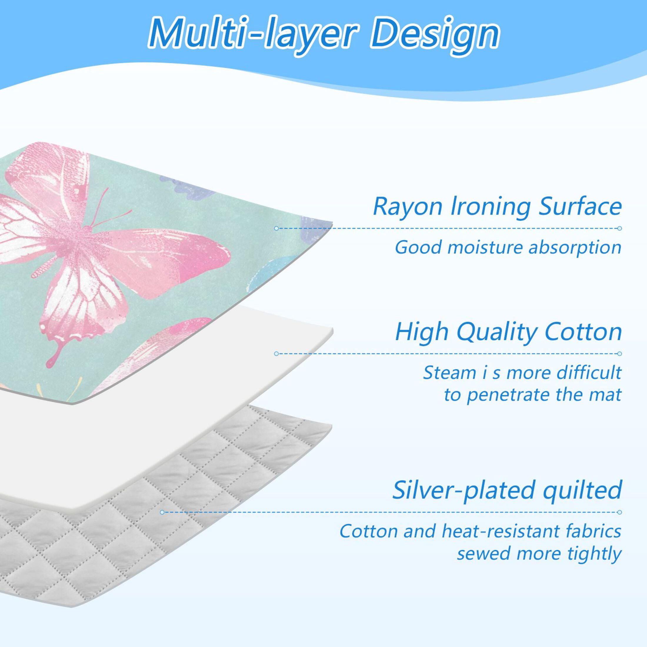 Colorful Butterflies Ironing Mat Blanket Portable Travel Ironing Pad Heat Resistant Pad 47.2" x 27.6”