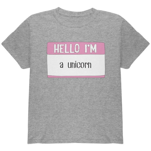Halloween Hello I'm a Unicorn Youth T Shirt Heather YLG
