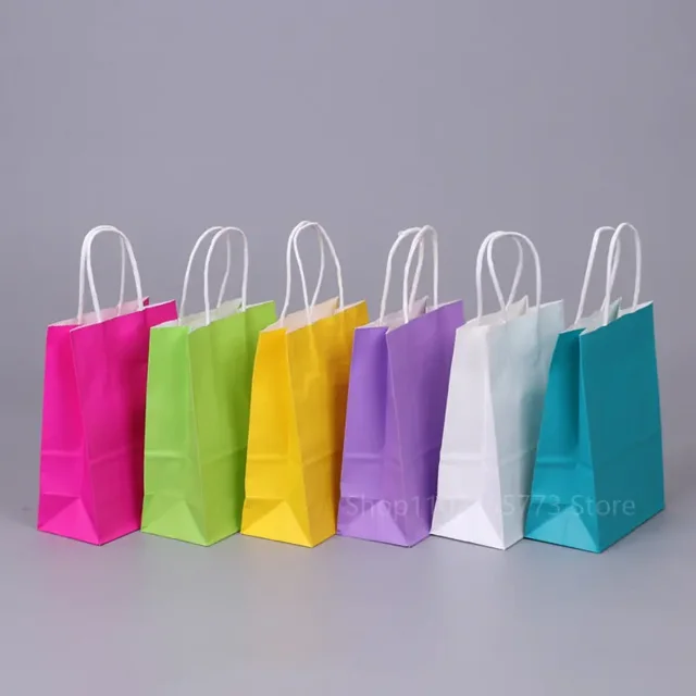 Bolsa de papel Kraft con asas, bolsa reciclable multifunción para compras, 5/10/20/30 piezas