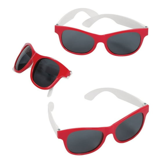 Red & White Two-Tone Sunglasses - Party Favors - 12 Pieces