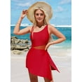 thumbnail image 2 of Asoul Side Split Swimsuit for Womens Mesh One Piece Swimwear Tummy Control Modest Swimdress Bathing Suit, 2 of 6
