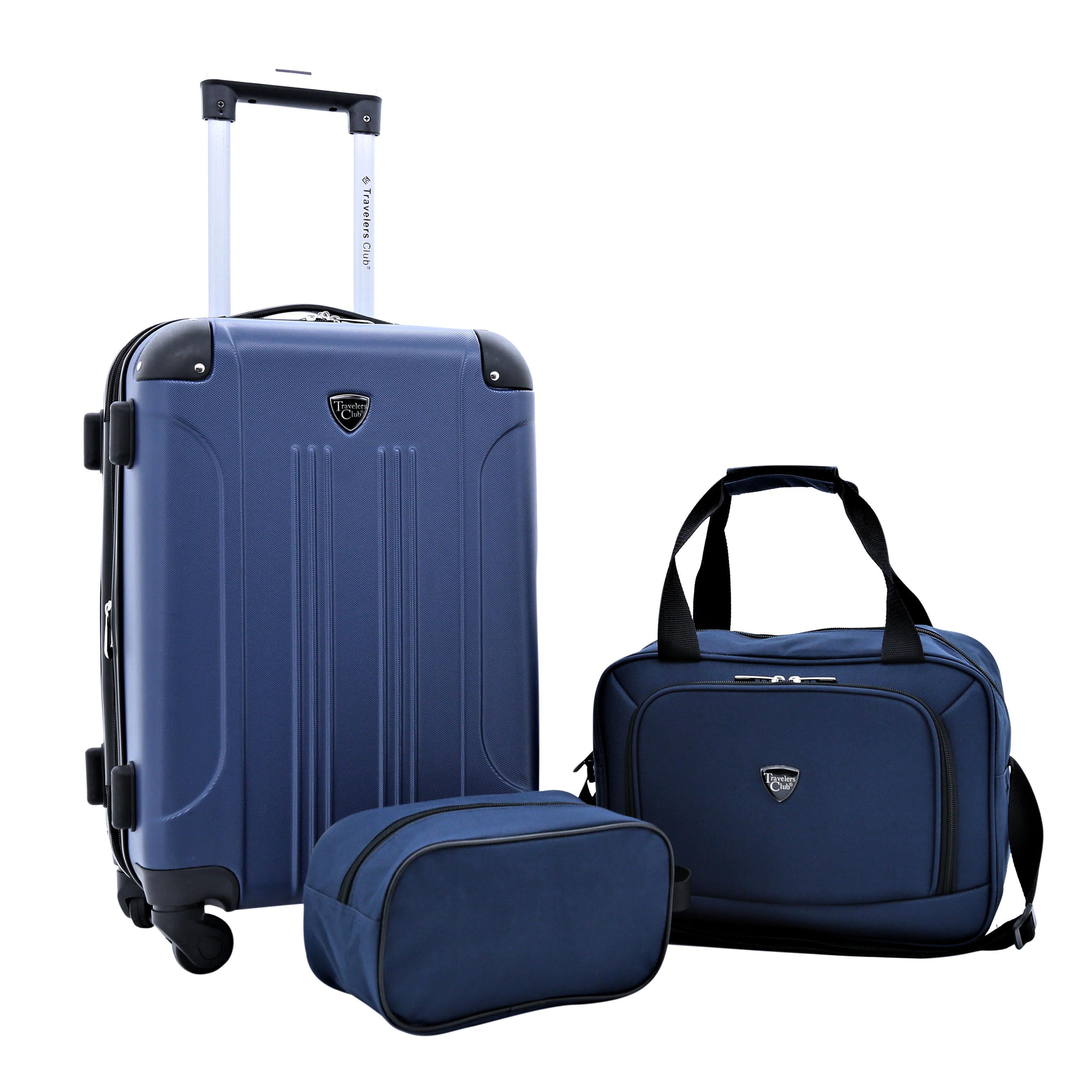 Photo 1 of **BROKEN HANDLE** Travelers Club Chicago Plus Carry-On Luggage and Accessories Set With Tote and Travel kit-Color:Navy blue,Size:3 Piece