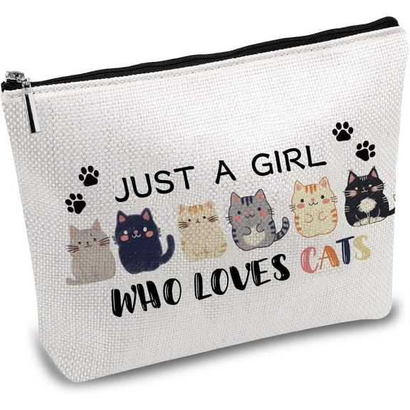 1 pc Polycotton Custom Canvas Storage Bags Metal Zipper Pouches Rectangle with Pattern Cat Shape 18x25cm Polyester