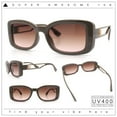 thumbnail image 2 of Womens Classy Rectangle Retro Mod Designer Fashion Luxe Sunglasses Beige - Brown, 2 of 8