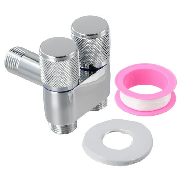 G1/2 1 In Two Out Double Control Washing Machine Faucet Toilet Triangle Valve One Inlet And Two Outlet Dual Control Angle Valve