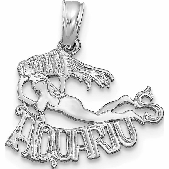 14K White Gold Wg Aquarius Charm (17 X 16) Made In United States -Jewelry By Sweet Pea