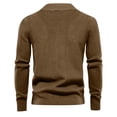 thumbnail image 4 of Wutalume Men's Casual Loose Fit Solid Color Semi-Zipper Stand-Up Collar Sweater, Warm Long Sleeve Pullover Knitted Top for Relaxed Wear,Brown 4XL, 4 of 4