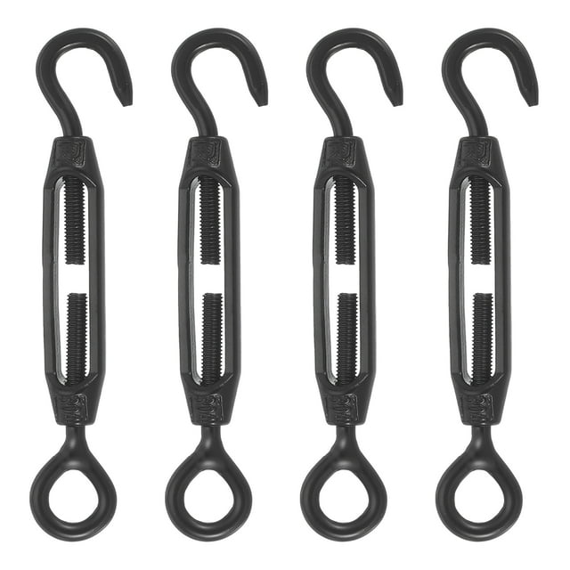 Uxcell 4Pcs M4 Gancho y Ojo 304 Acero Inoxidable Tensor de Cable de Alambre Tensión, Negro