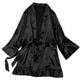 thumbnail image 5 of XMMSWDLA Women's Lace-Trim Silk Robes Bride Bridesmaid Kimono Satin Bathrobe V Neck Sleepwear Womens Bathrobes Long, 5 of 9