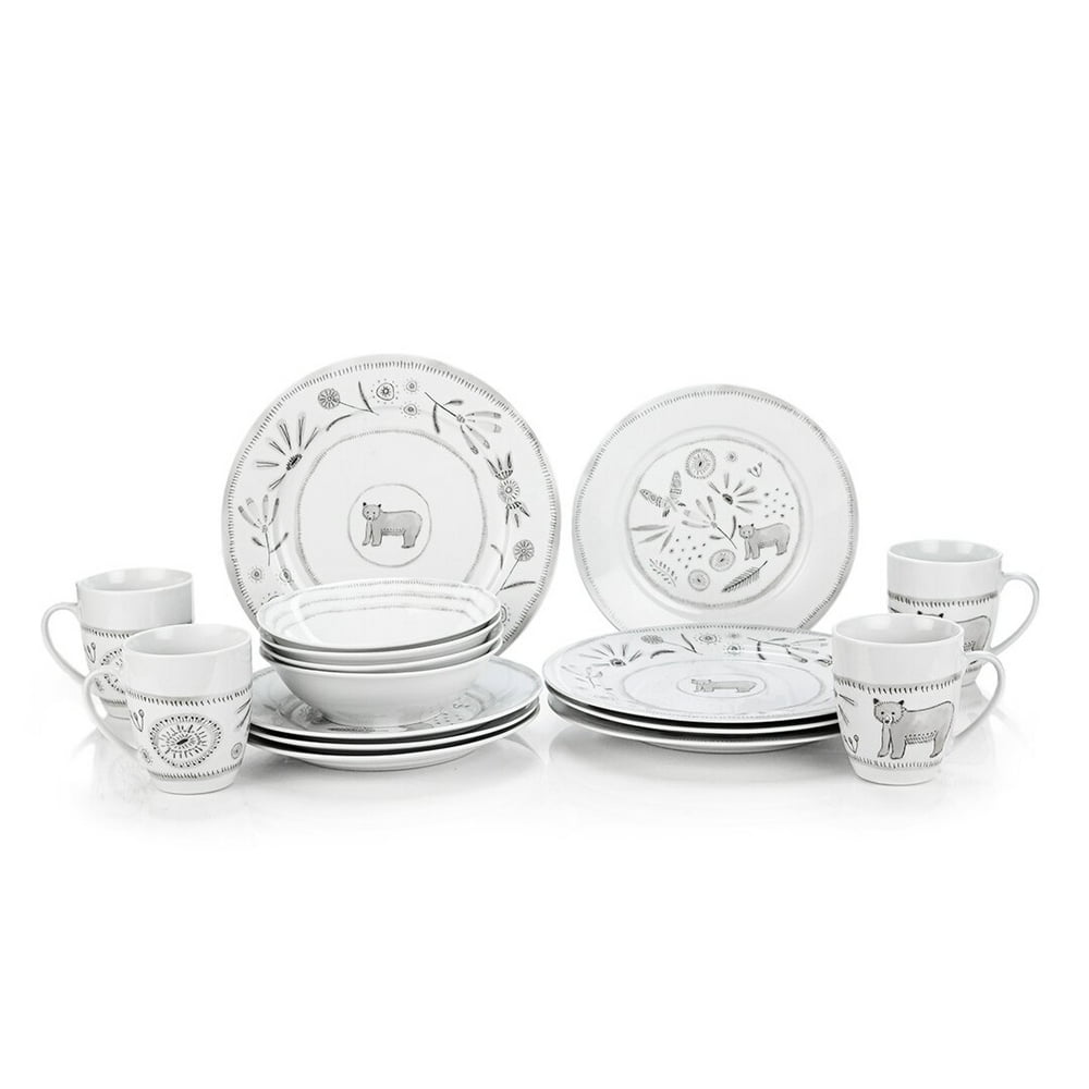 Everything Kitchens 16Piece Dinnerware Set with Mugs Bear With Me