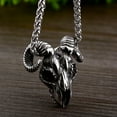 thumbnail image 4 of ZMY Home Stainless Steel Party Jewelry Long Chain Demon Ram Horned Goat Skull Pendant Necklace, 4 of 7