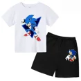 thumbnail image 4 of Conjunto de 2 piezas de camiseta y pantalones cortos de Sonic de dibujos animados para niño y niña, camiseta deportiva informal de manga corta de verano para niño y niña, ropa para bebé, 4 of 5