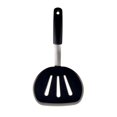 thumbnail image 1 of Ultra Flexible Wide Silicone Pancake Turner Spatula, Bonus 101 Cooking Tips (Teal Black), 1 of 8