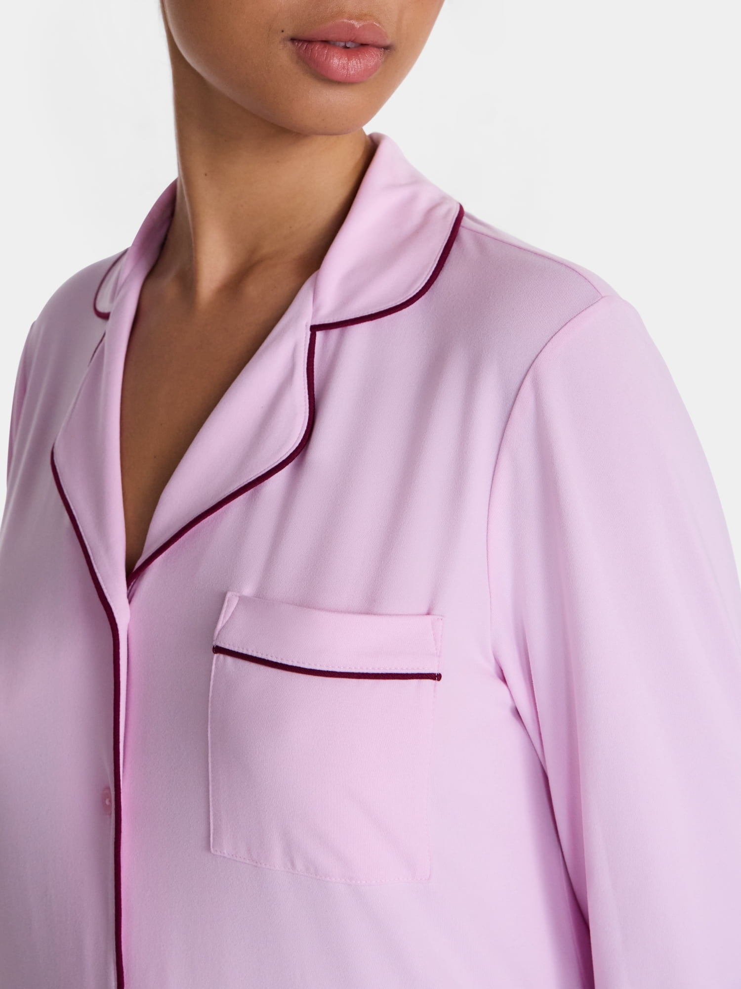 Joyspun Women's Dreamy Soft Collection Notch Collar Sleepshirt with Long Sleeves, Sizes XS-3X