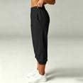 thumbnail image 6 of Wensltd Women's Capri Jogger Trousers Solid Elastic Waist Side Pockets Cropped Daily Wear, 6 of 8