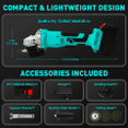 thumbnail image 5 of 4" 21V 1500mah Electric Cordless Angle Grinder,Angle Grinder Tool Cutting Tool with 1 Batteries,Charger, and 3 Cutting Discs for Cutting, Polishing, Grinding, and Rust Removal, 5 of 11