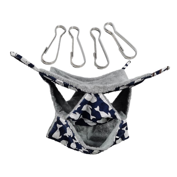 Methold Hamaca para mascotas de triple capa, suave y cómoda para animales pequeños, hamaca cálida para mascotas de invierno de 3 capas Hábitats y jaulas para animales pequeños ballena azul M35*35