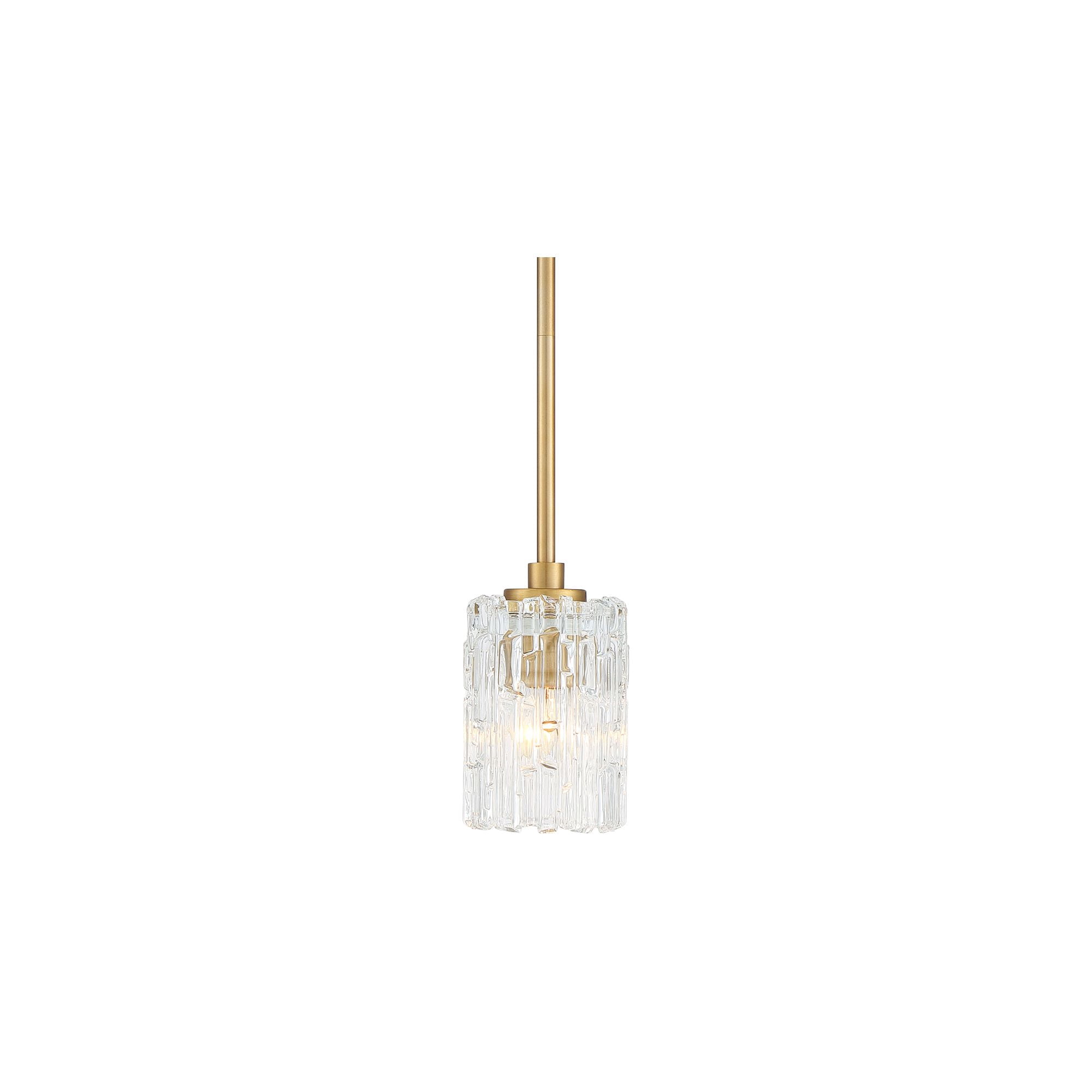 Possini Euro Design Warm Brass Mini Pendant Light 5 1/2" Wide Modern Mid Century Prismatic Clear Glass Fixture for Kitchen Island