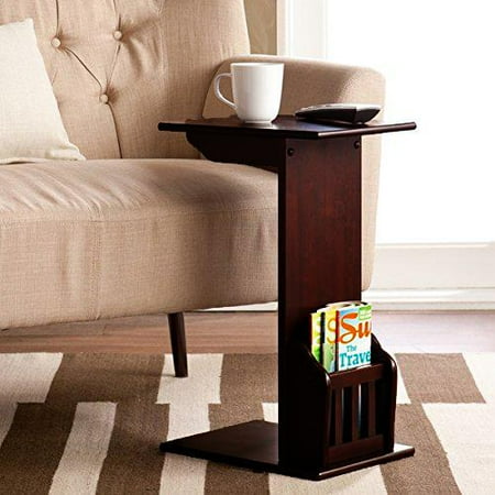 Ktaxon Bamboo Wood Snack Table Sofa Side Console Laptop Desk L Shaped Coffee Color