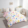 thumbnail image 3 of Feelyou Kawaii Floral Girls Twin Bedding Sets 7-Piece, Cartoon Groovy Flower Bedding Comforter Set, Leaf Plant Botanical Reversible Sheet Sets, Microfiber Bedroom Decor, 3 of 8
