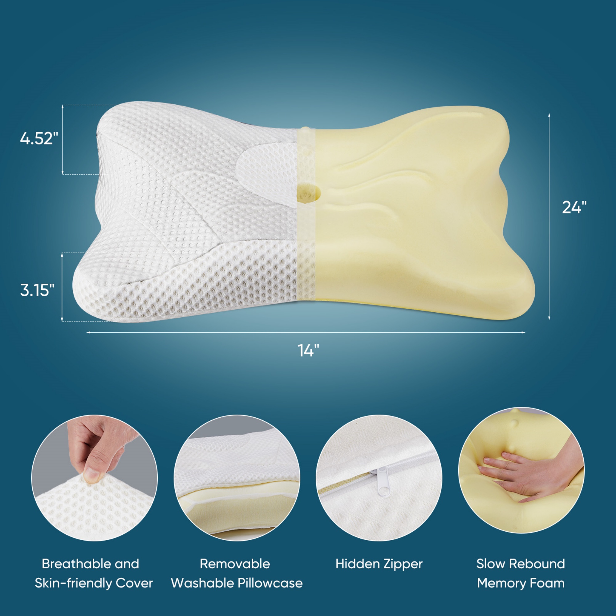 Edx Cervical Contour Pillow, Queen, White photo 2