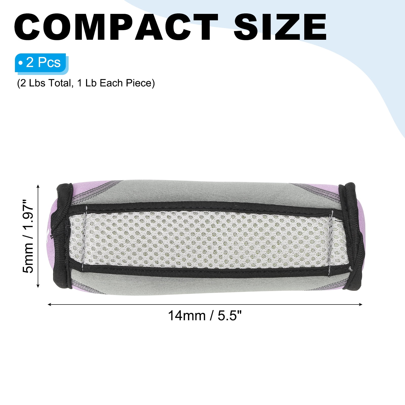 Hand Weights for Women Men 2 Lbs Total Soft Dumbbells with Strap Pink