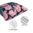 thumbnail image 4 of Throw Pillow Covers, Rose Pink Flowers Soft Square Pillow Cases with Invisible Zipper for Couch Bed Sofa, Farmhouse Fall Home Decor 20"x20", 4 of 7