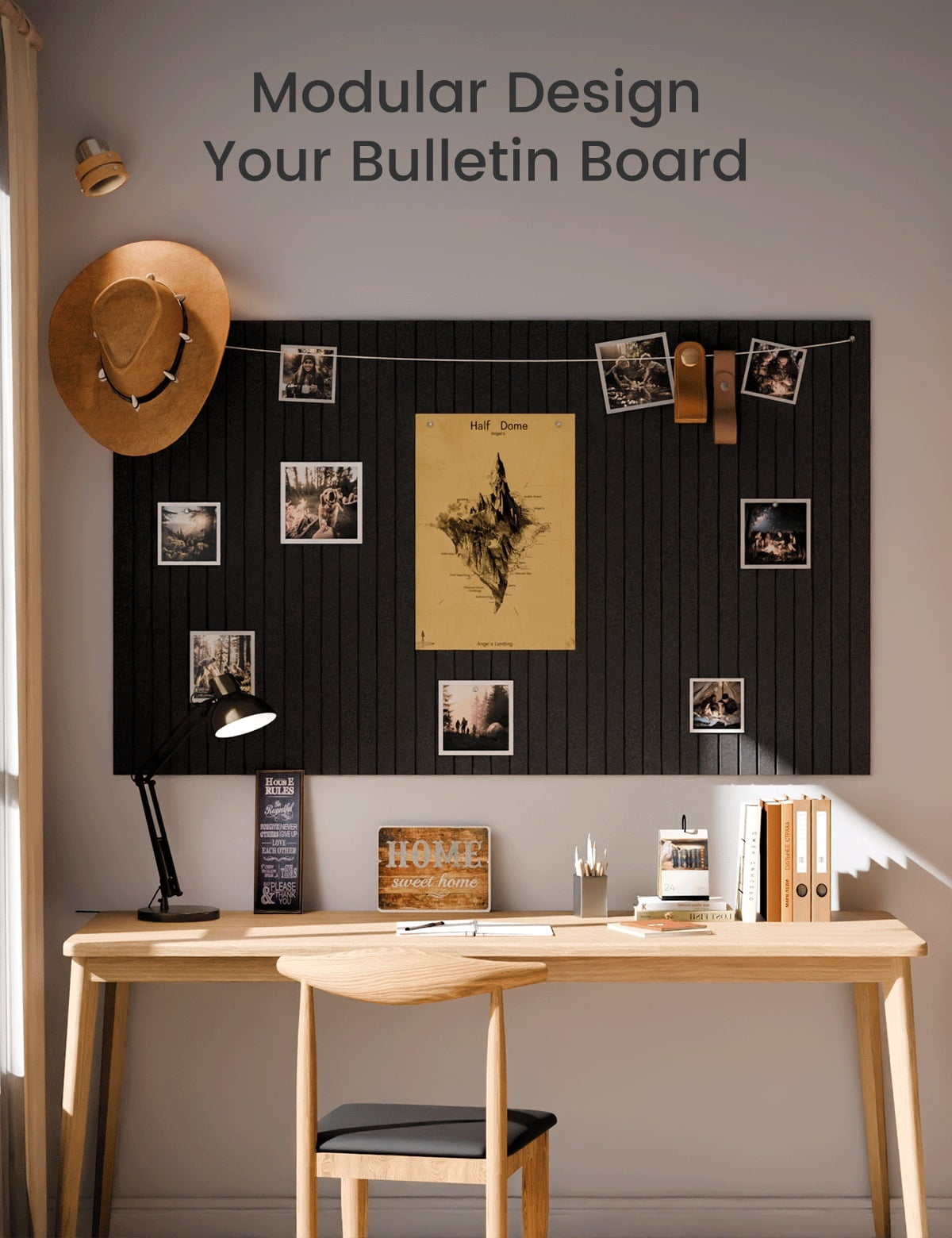 Fluxynara Large Felt Bulletin Board 48" X 36" Large Cork Board Alternative-12 Pack with 70 Safe Removable Adhesive Tabs, Cork Boards for Walls Cork Board for Home Office Classroom Pin Board (Black)