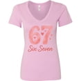 thumbnail image 3 of Inktastic 67th Birthday Celebration Hearts Women's V-Neck T-Shirt, 3 of 5