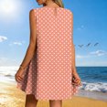 thumbnail image 5 of YueHuiYing Women's Summer Casual Fashion Free-Size Printed Dress Side-Pleated Round Neck Sleeveless Dress, 5 of 7