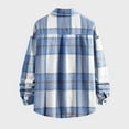 thumbnail image 4 of WTOBBY Men's Checkered Flannel Shirt Long Sleeve Turn-Down Collar Double Pocket Button Front Casual Versatile Dress Relaxed Fit Workwear Top,Blue XL, 4 of 8