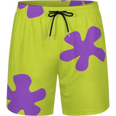 Funny Patrick Star Board Shorts Men's Quick Dry Green Swim Trunks with Pocket and Mesh Lining Beach Shorts Bathing Suits