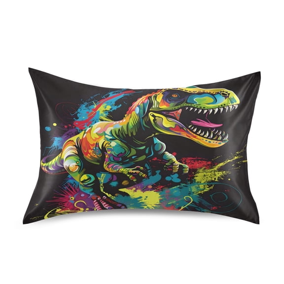 JSTEL Dinosaur T-rex Dino Satin Pillowcase Standard Size Pillow Cases Envelope Closure Bed Pillow Cover, 20 x 26 inch
