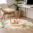 thumbnail image 4 of Round Rugs 4Ft, Easter Bunny Round Area Rug Washable Indoor Throw Carpet, Pink Tulip Flowers Rabbit Country Botanical Soft Non Slip Circle Rug for Kitchen Nursery Room Home Decor Aesthetic, 4 of 8