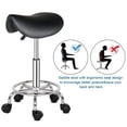 thumbnail image 4 of Hassch Swivel Saddle Stool w/ Wheels, Height-Adjustable Rolling Stool 20"-25.6", PU Leather Upholstered Rolling Seat for Salon, Massage, Home Office (Black), 4 of 10