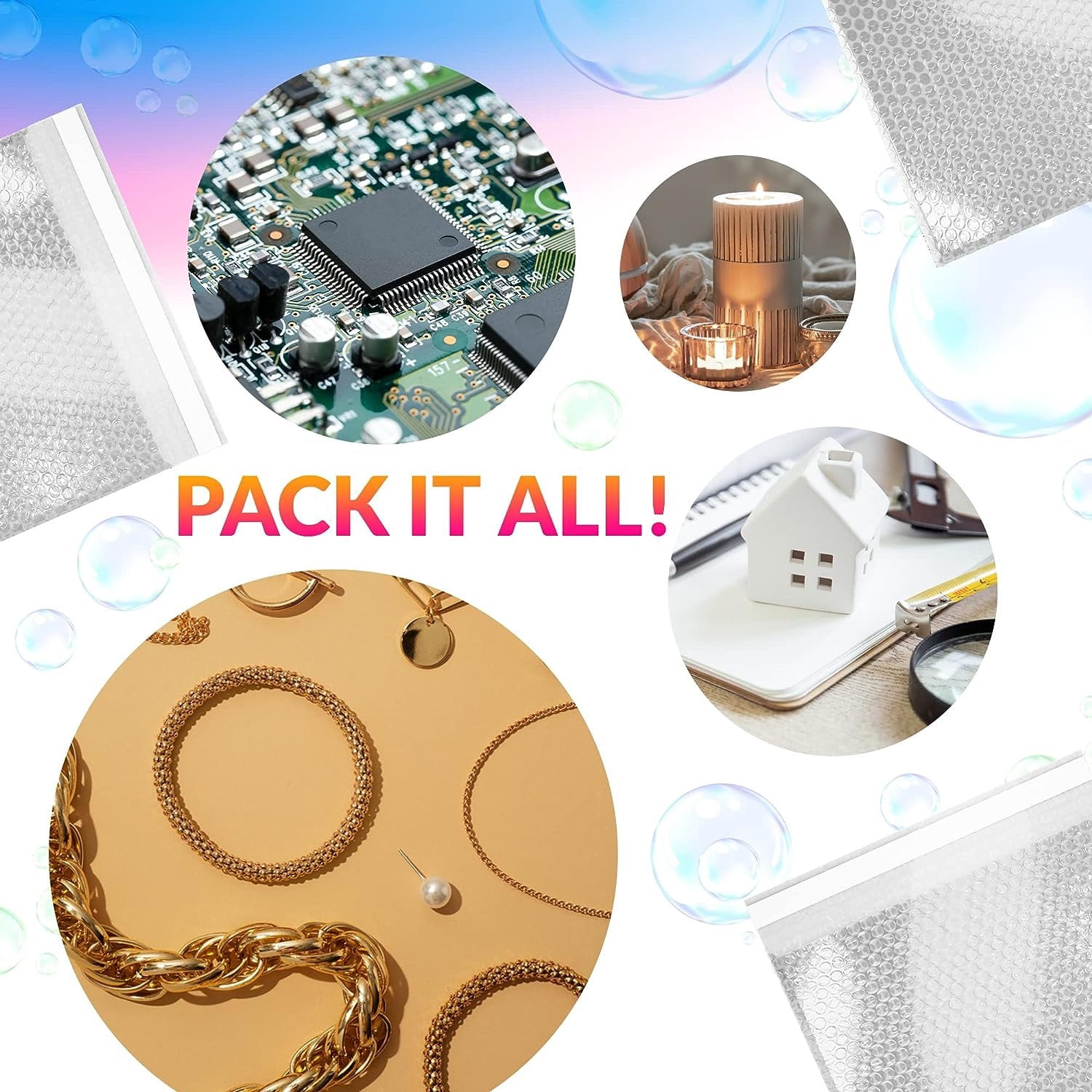 10 Pack Clear Bubble Wrap Bags 12" x 11.5" Self-Sealing Bubble Wrap Pouches