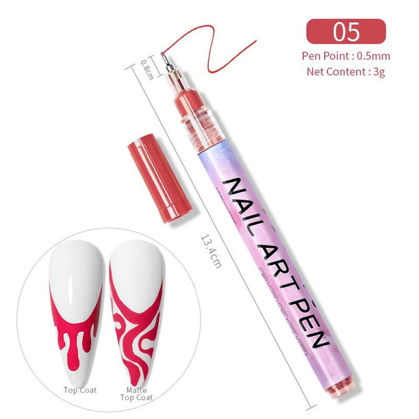Lápiz de dibujo de Gel para uñas, pincel delineador de pintura impermeable de plástico, marcador blanco, herramientas de decoración de manicura