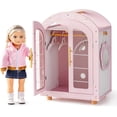thumbnail image 2 of ROBUD Wooden Doll Furniture,Doll Wardrobe Closet for 18 Inch Dolls with Mirror, 3 Hangers, Pink Ballet Style Baby Doll Furniture, Doll Pack and Play Gift for Boys & Girls 3+ Years, 2 of 6