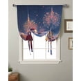 thumbnail image 2 of Santa Elk Christmas Tie Up Curtains for Window, Xmas Fireworks Snowflake Thermal Insulted Balloon Shade Adjustable Rod Pocket Curtains Valance Panels for Kitchen Bathroom Café 42 x 45, 2 of 7