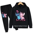 thumbnail image 4 of Conjunto de 2 piezas de ropa con capucha de punto para niños y niñas, sudadera informal de manga larga y pantalones largos, conjuntos para niños de 2 a 13 años, ropa de otoño, 4 of 5