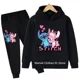 thumbnail image 4 of Conjunto de 2 piezas de ropa con capucha de punto para niños y niñas, sudadera informal de manga larga y pantalones largos, conjuntos para niños de 2 a 13 años, ropa de otoño, 4 of 5