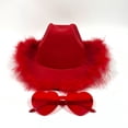 thumbnail image 2 of Accesory Set 4E's Novelty, sombrero de vaquero rojo con plumas y gafas de sol, 2 of 7
