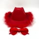 thumbnail image 2 of Accesory Set 4E's Novelty, sombrero de vaquero rojo con plumas y gafas de sol, 2 of 7