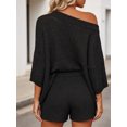 thumbnail image 5 of 2 PCS Off Shoulder Women's Outfits Sweater Sets Knit Top Shorts Matching Suits Cute Pajama Lounge Set, 5 of 6