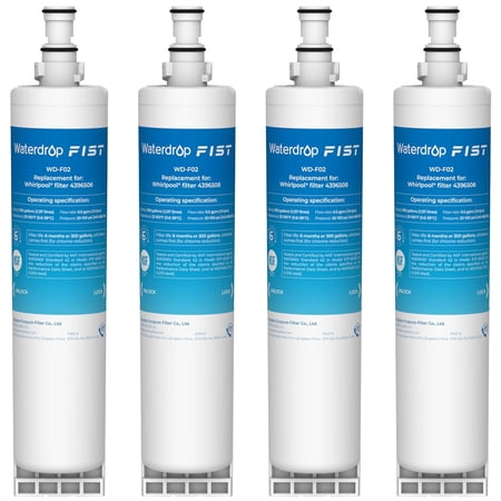 Waterdrop 4396508 Refrigerator Water Filter, Replacement for Whirlpool® 4396510, 4392857, Kenmore® 46-9010, NLC240V, EveryDrop® Filter 5, 4 (PACK)