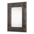thumbnail image 1 of Benzara BM204969 Rectangular Wooden Mirror with Intricate Carving, Gray & Silver, 1 of 1