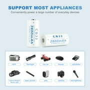 16340 Rechargeable Battery Li-ion Cell 3.7V 2800mAh for Flashlight (White)