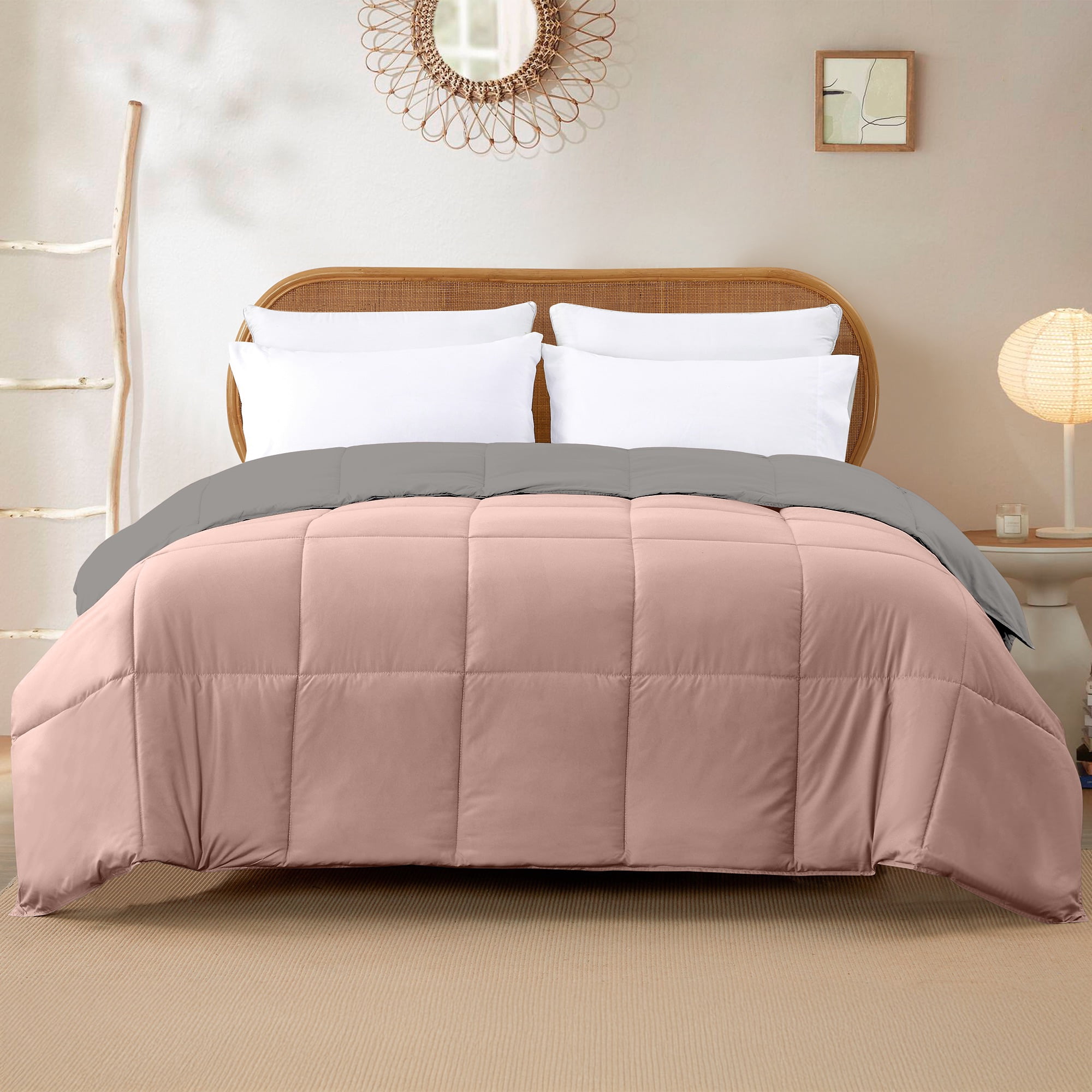 Modern Threads Reversible Charcoal & Misty Rose All-Season Down Alternative Adult Bed Comforter, Queen