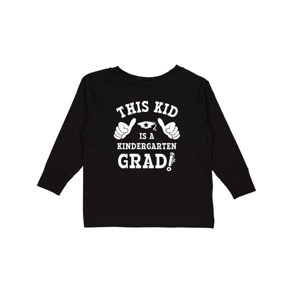Inktastic This Kid Kindergarten Grad WHT Boys or Girls Long Sleeve Toddler T-Shirt